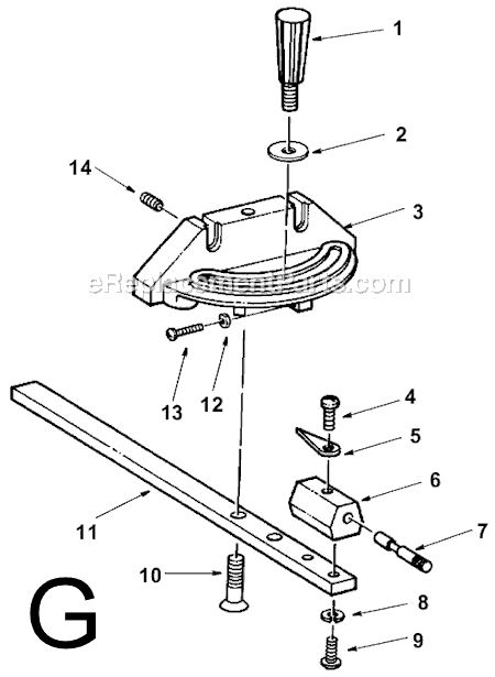 Page G Diagram and Parts List for TS24240  Ridgid Table Saw