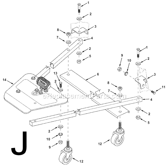 Page J Diagram and Parts List for TS24241  Ridgid Table Saw