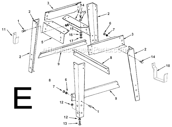 Page E Diagram and Parts List for TS24241  Ridgid Table Saw