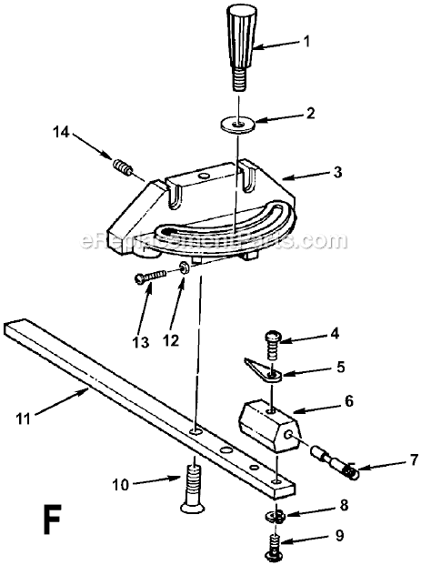 Page F Diagram and Parts List for TS36120  Ridgid Table Saw