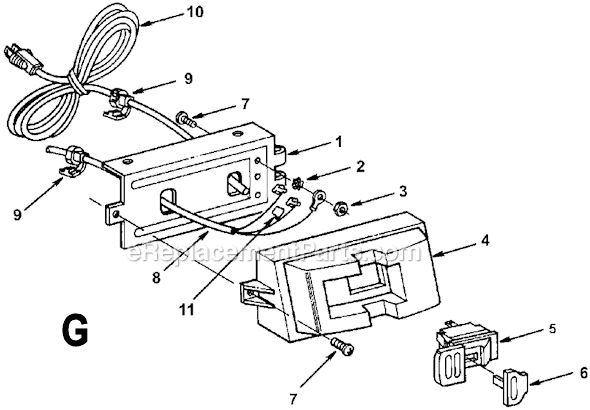 Page G Diagram and Parts List for TS36120  Ridgid Table Saw