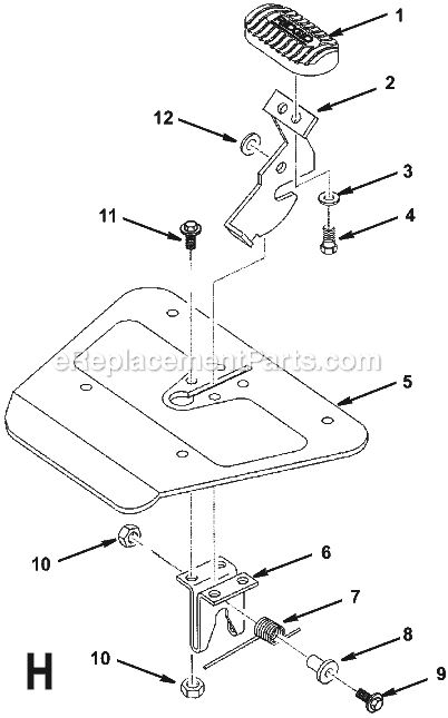 Page H Diagram and Parts List for TS36120  Ridgid Table Saw