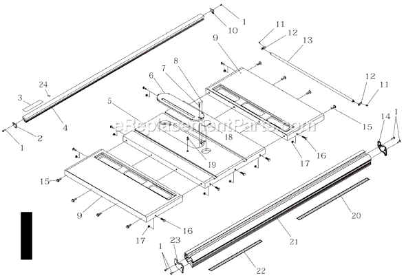 Page I Diagram and Parts List for TS3650  Ridgid Table Saw