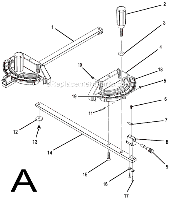Page A Diagram and Parts List for TS3660  Ridgid Table Saw