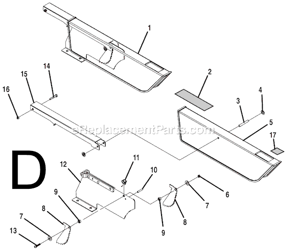 Page D Diagram and Parts List for TS3660  Ridgid Table Saw