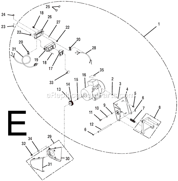 Page E Diagram and Parts List for TS3660  Ridgid Table Saw
