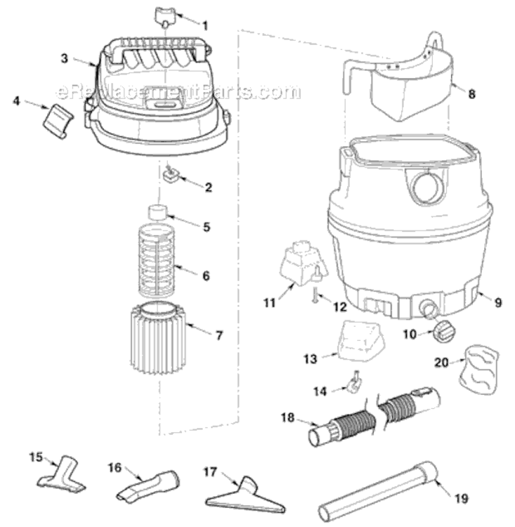Page A Diagram and Parts List for WD1450EX0  Ridgid Utility Vacuum