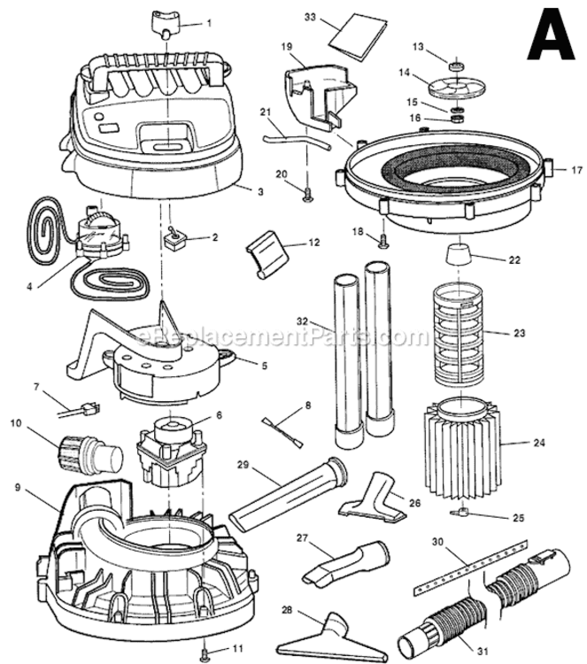 Page A Diagram and Parts List for WD1950  Ridgid Utility Vacuum