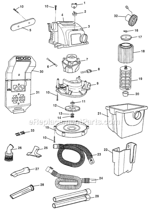 Page A Diagram and Parts List for WD5500  Ridgid Utility Vacuum