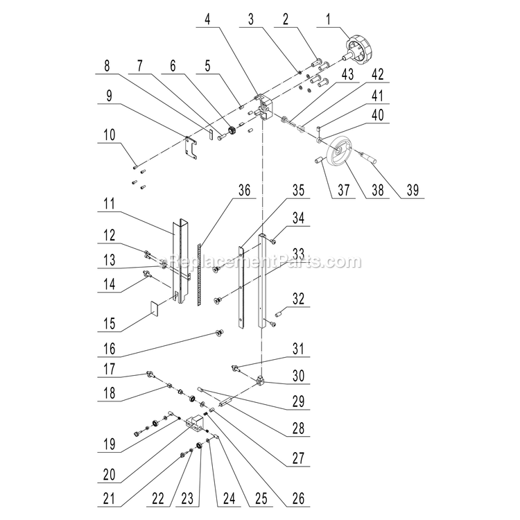 Guide Post Assembly Diagram and Parts List for 10-353  Rikon Band Saw
