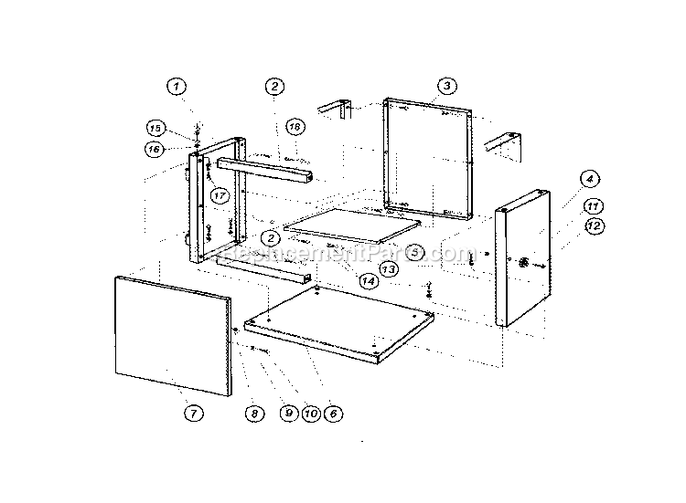 Stand Diagram and Parts List for 10-325  Rikon Band Saw
