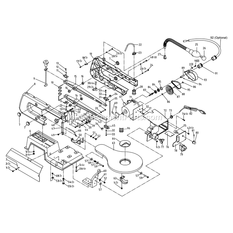 Page A Diagram and Parts List for 10-600VS  Rikon Scroll Saw