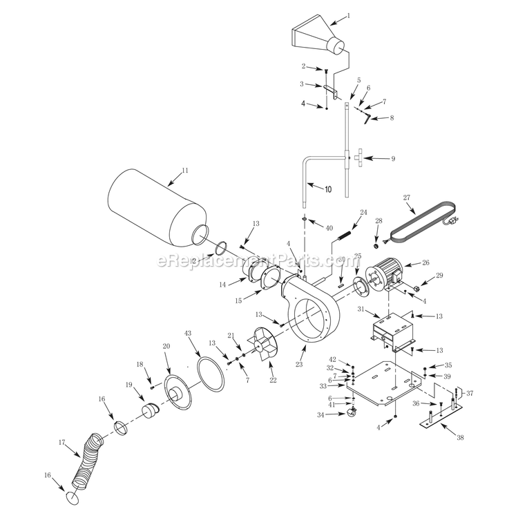 Page A Diagram and Parts List for 60-105  Rikon Dust Collector