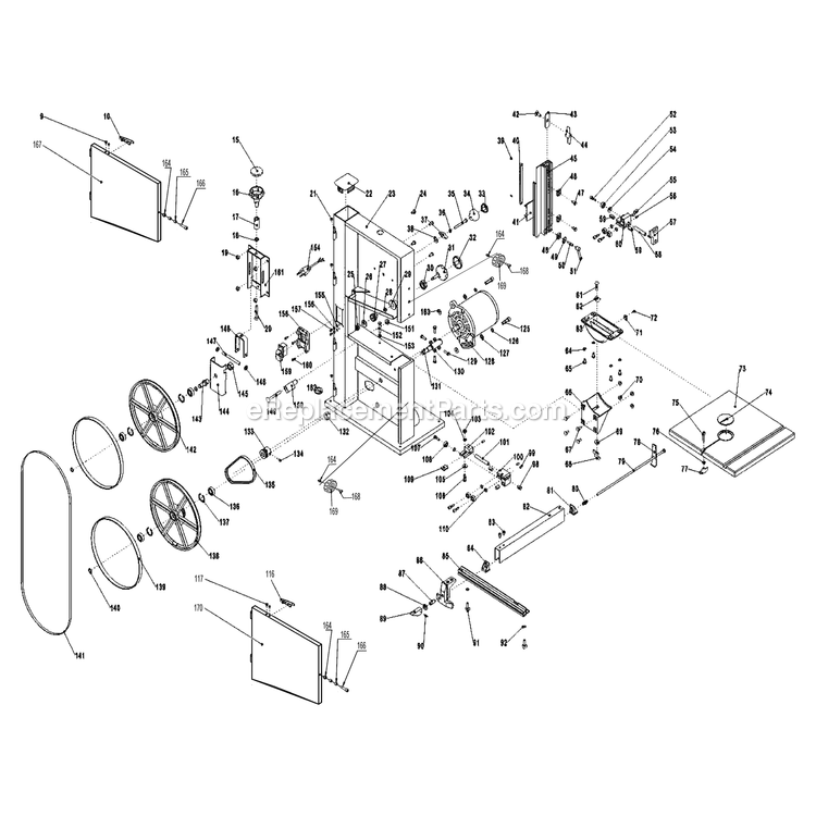 Page A Diagram and Parts List for 10-305  Rikon Band Saw