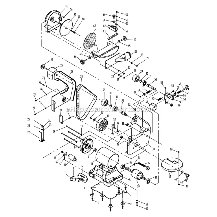 Page A Diagram and Parts List for 50-151  Rikon Sander Grinder