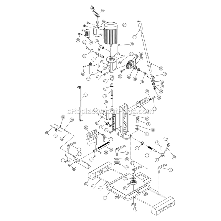 Page A Diagram and Parts List for 34-255  Rikon Mortiser