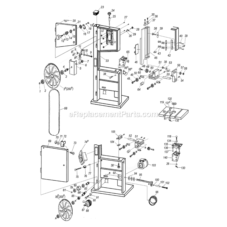 Page A Diagram and Parts List for RK14CS  Rikon Band Saw