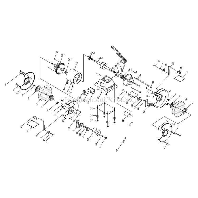 Page A Diagram and Parts List for 80-805  Rikon Bench Grinder