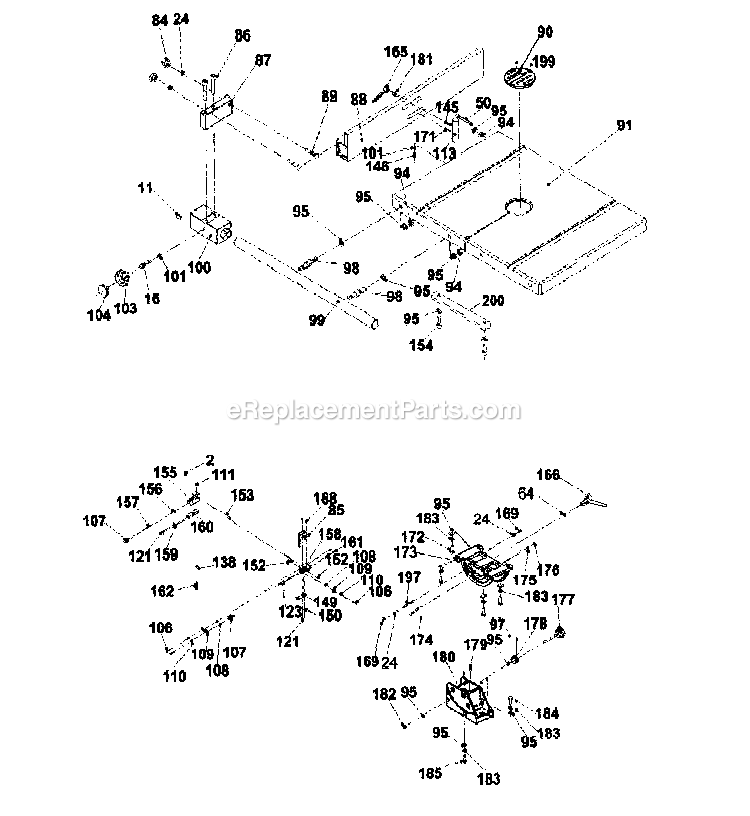 Table Diagram and Parts List for 10-325  Rikon Band Saw
