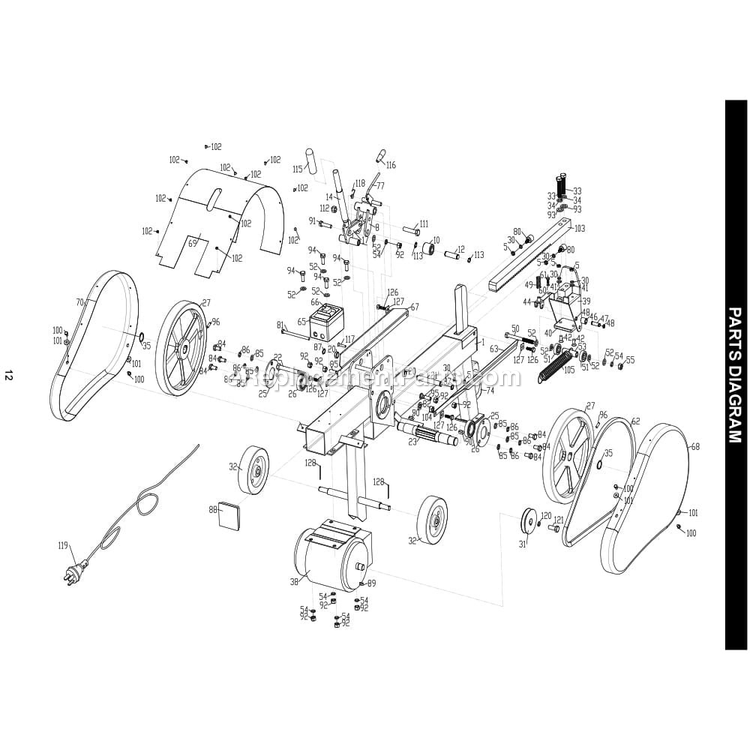 Page A Diagram and Parts List for 45-100  Rikon Miscellaneous