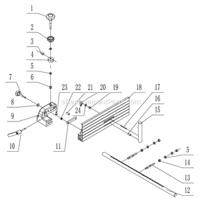 Rip Fence Assembly Diagram and Parts List for 10-353  Rikon Band Saw