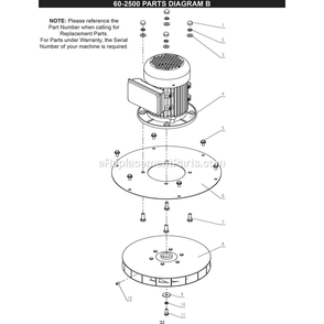 Page B Diagram and Parts List for 60-2500  Rikon Dust Collector