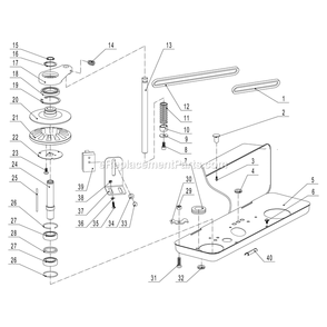 Pulley And Drive Assembly Diagram and Parts List for 30-217  Rikon Drill Press