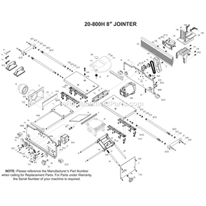 Page A Diagram and Parts List for 20-800H  Rikon Planer Jointer