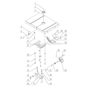 Table Assembly Diagram and Parts List for 10-353  Rikon Band Saw