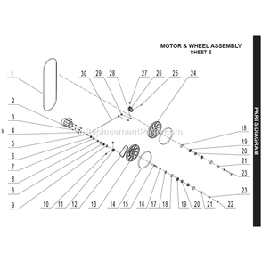 Motor And Wheel Assembly Diagram and Parts List for 10-326  Rikon Band Saw