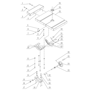 Table Assembly Diagram and Parts List for 10-342  Rikon Band Saw