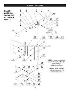 Part Location Diagram of P10-326-28A Rikon Lower blade guard  A-4-2-1
