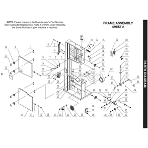 Frame Assembly Diagram and Parts List for 10-326  Rikon Band Saw