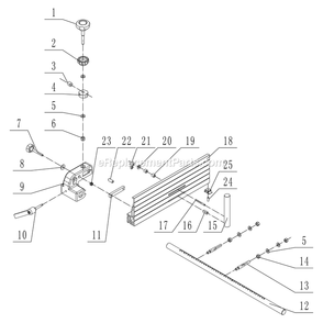 Rip Fence Assembly Diagram and Parts List for 10-342  Rikon Band Saw