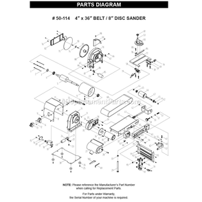Part Location Diagram of P50-114-59 Rikon Disc Left Support E-4-3-1