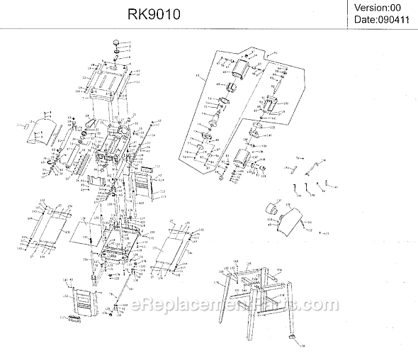 Page A Diagram and Parts List for RK9010  Rockwell Planer Jointer