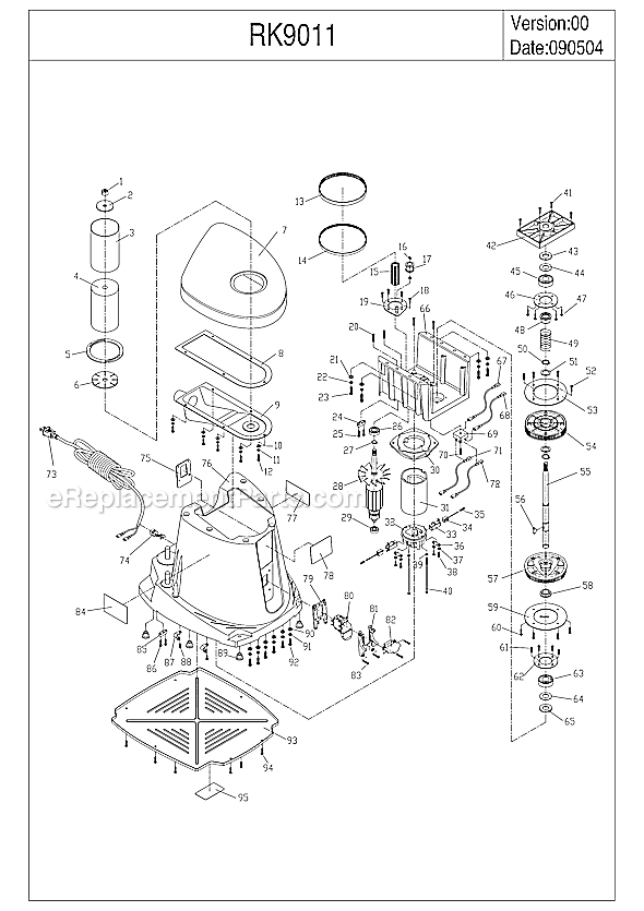 Page A Diagram and Parts List for RK9011  Rockwell Sander Polisher