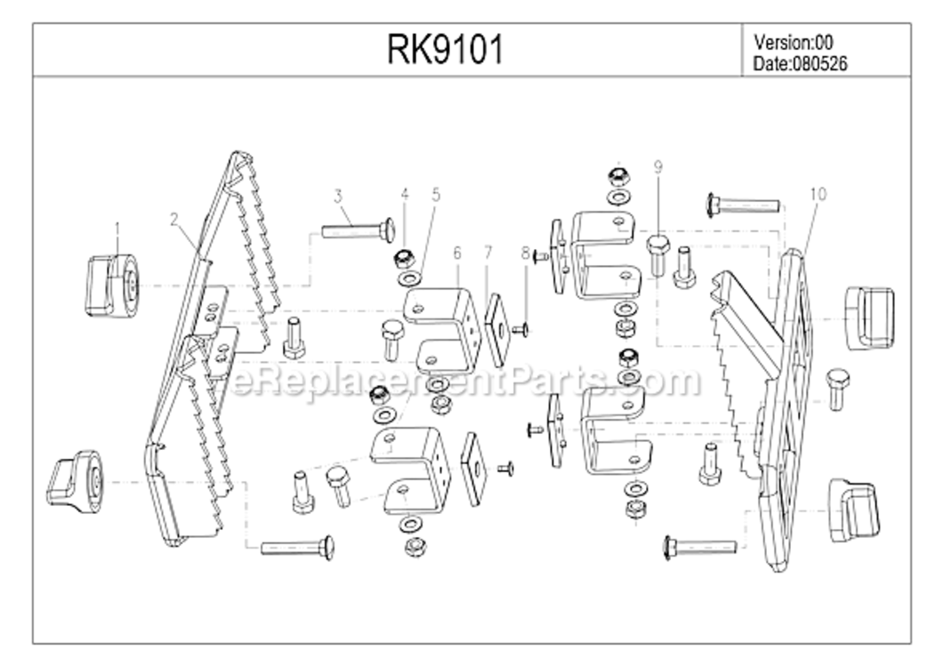 Page A Diagram and Parts List for RK9101  Rockwell Sawhorse