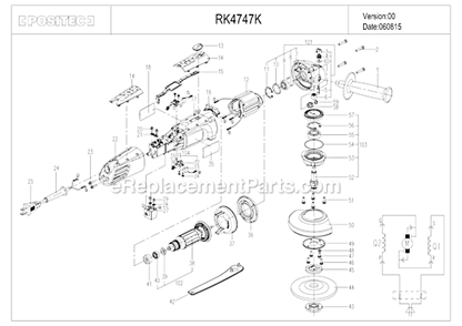 Page A Diagram and Parts List for RK4747K  Rockwell Angle Grinder