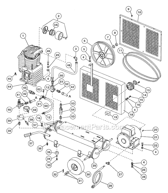 Page A Diagram and Parts List for 3230K24CS  Rolair Compressor