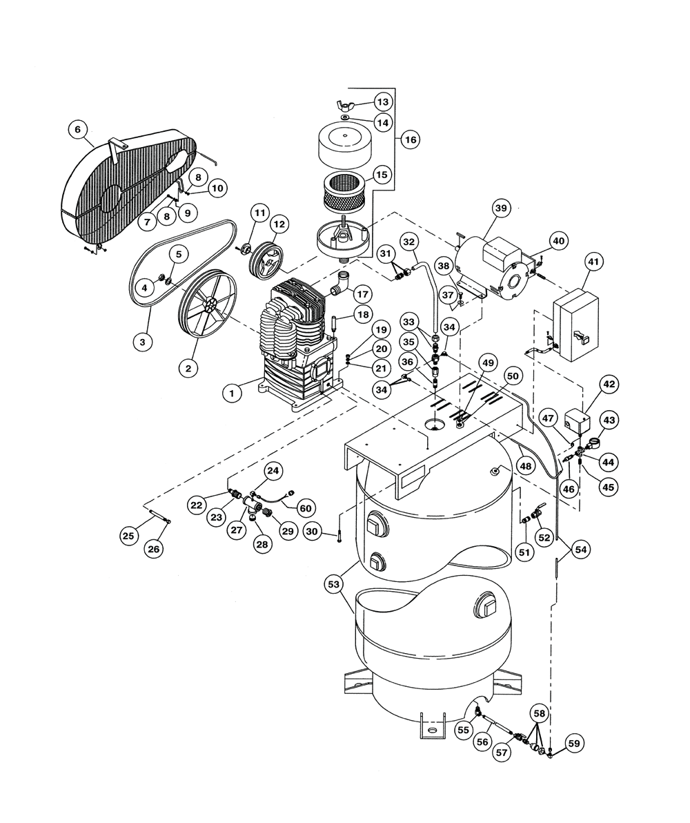 Page 1 Diagram and Parts List for V5112K30  Rolair Compressor