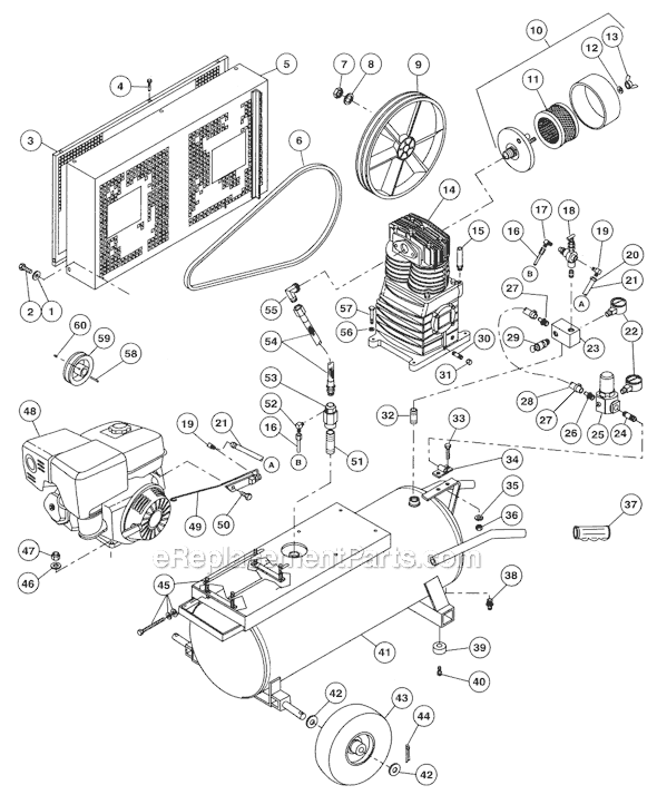 Page A Diagram and Parts List for 4090HK17/20  Rolair Compressor