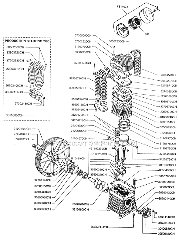 Page B Diagram and Parts List for 7722HK28  Rolair Compressor