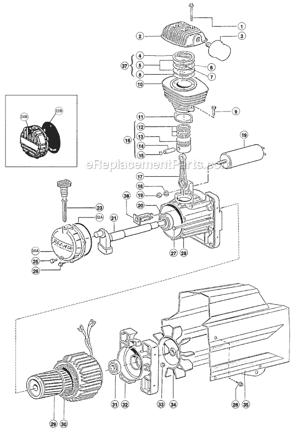 Page B Diagram and Parts List for D075HS3  Rolair Compressor