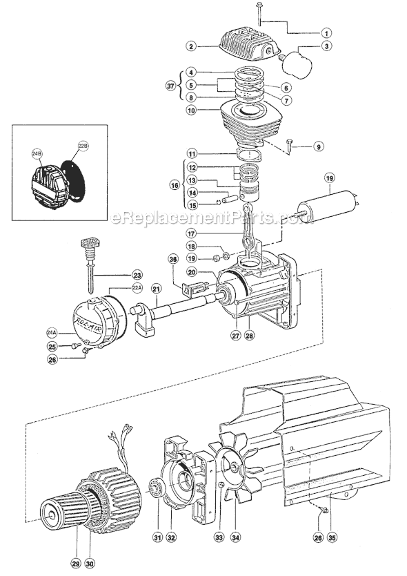 Page B Diagram and Parts List for D075LPV5  Rolair Compressor
