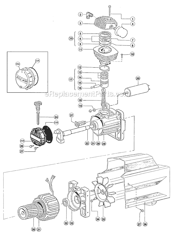 Page B Diagram and Parts List for D1500HS3  Rolair Compressor