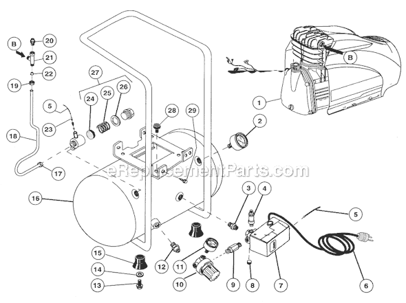 Page A Diagram and Parts List for FC1500HBP2  Rolair Compressor
