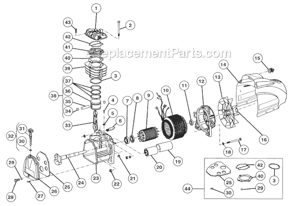 Page B Diagram and Parts List for FC1500HBP2  Rolair Compressor