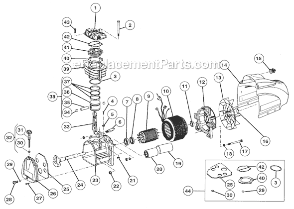Page B Diagram and Parts List for FC1500HS3  Rolair Compressor