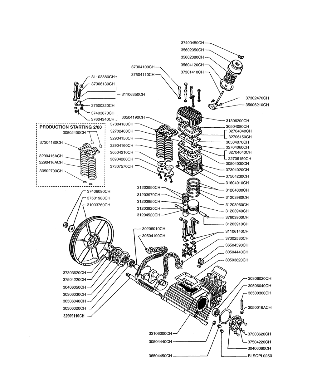 Page 1 Diagram and Parts List for H15312K100  Rolair Compressor